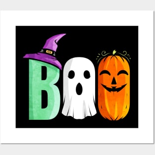 The Three Boo Witch Ghost Pumpkin Costume Halloween Posters and Art